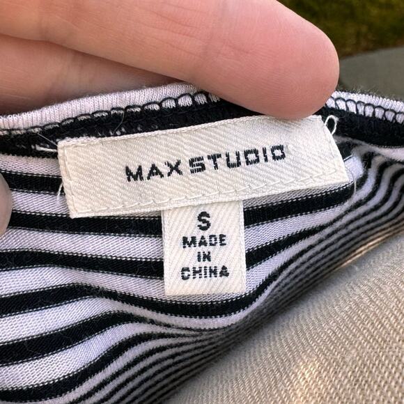 Max Studio Black & White Striped Maxi Short Sleeve Dress Women's Small - Picture 8 of 10